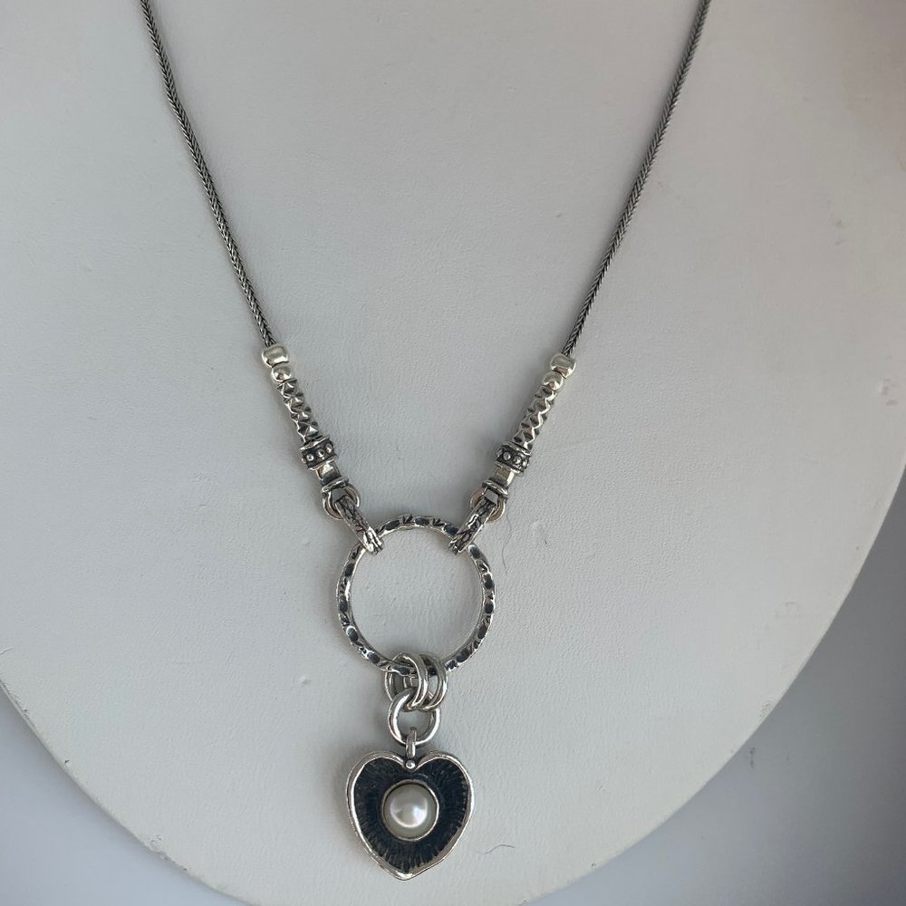 Didae 925 Open Heart Pearl Charm Necklace - Picture 2 of 4